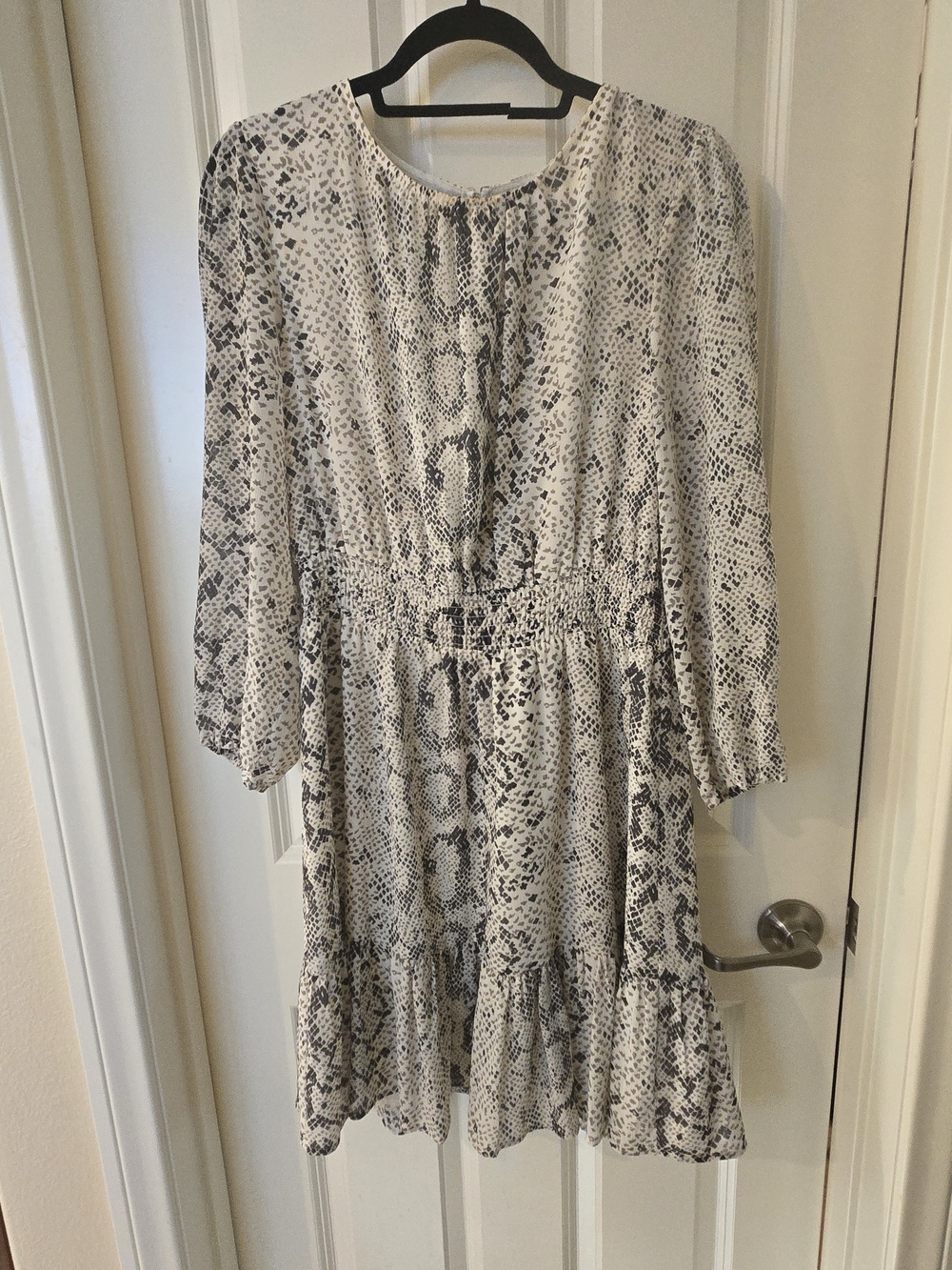 J. Crew Neutral Snakeskin Tiered Blouse